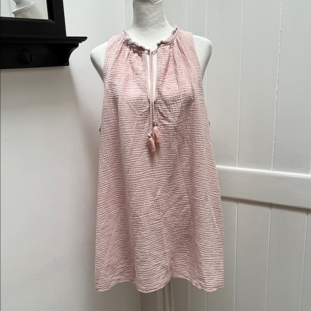 NWOT Kona Sol Light Pink Gauzy Textured Sleeveless Swim Coverup